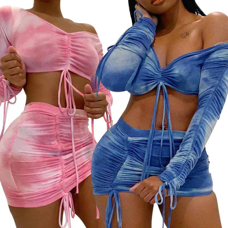 Women's Strapless Two-Piece Dress and Skirt Set in Milk Silk Print - Image 15
