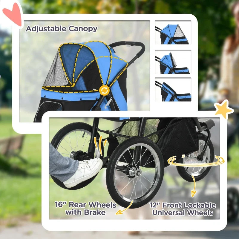 3 Wheels Pet Stroller for Small Dogs and Medium Dogs