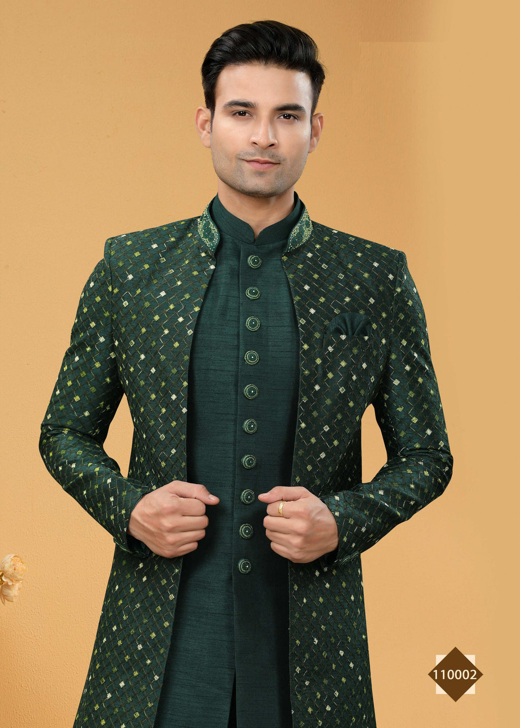 Boys' Green Art Silk Straight Kurta Pyjama Set - Festive Ethnic Wear