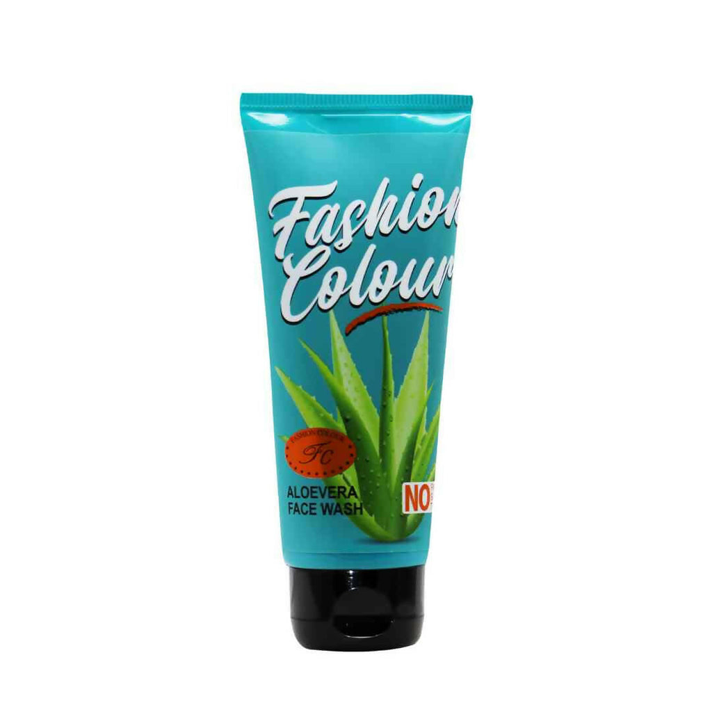 Fashion Colour Aloe Vera Face Wash in teal, green, and black packaging