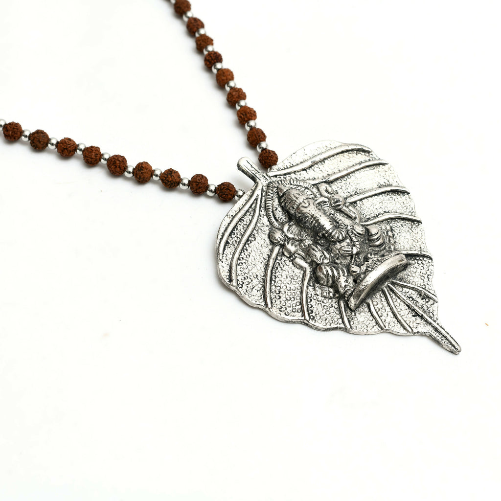 Oxidised Silver-Plated Brass Ganesha Long Necklace