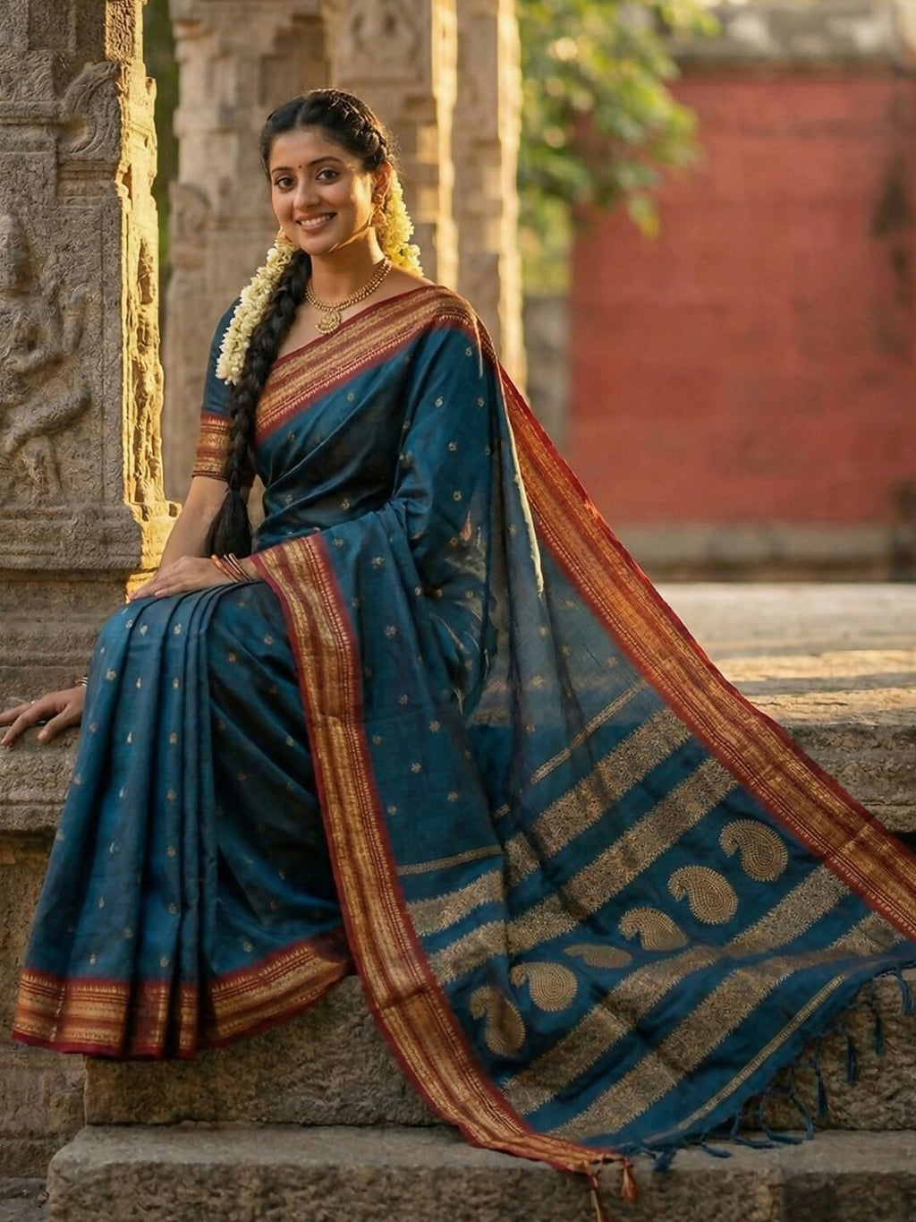 Teal Soft Silk Saree with Matching Blouse for Elegant Ethnic Wear