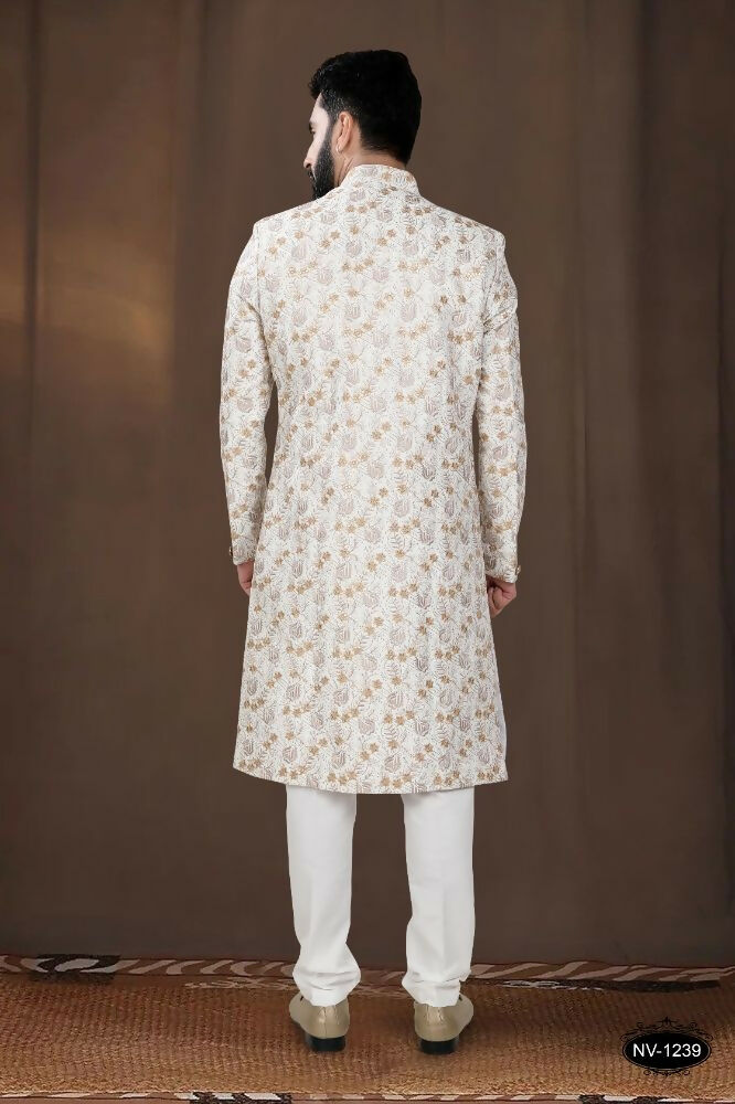 Off-White Silk Kurta and Pyjama Set for Festive Toddler Wear