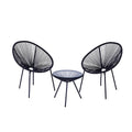 3-Piece Outdoor Patio Rattan Chair Set with Table