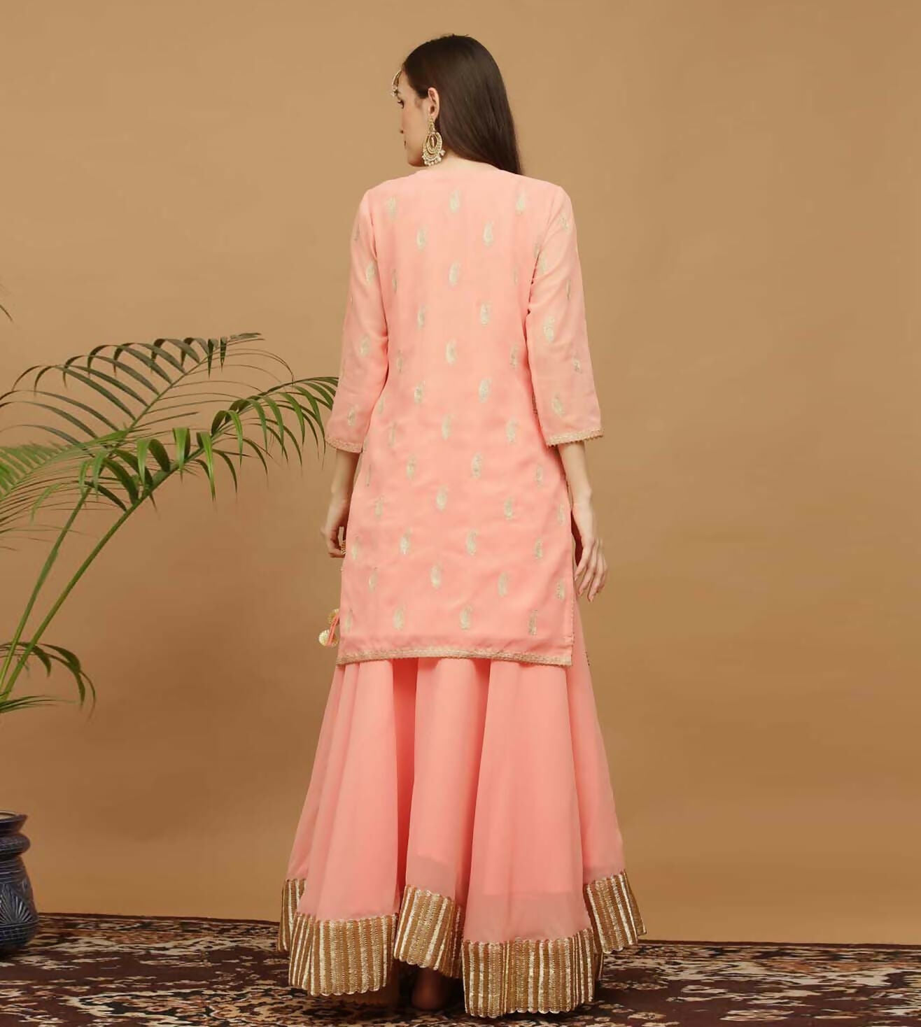 Lite Beige Georgette Lehenga Set Ethnic Wear