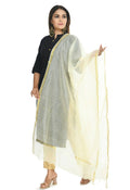 Off White Chanderi dupatta featuring delicate Banarsi piping