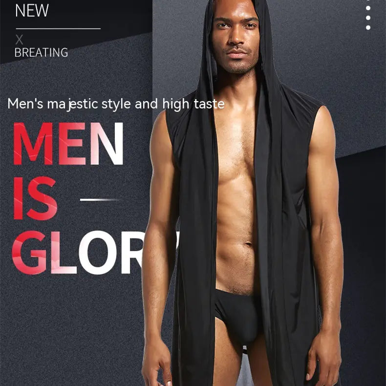 Men's Soft Silk Bathrobe Night-robe Underwear
