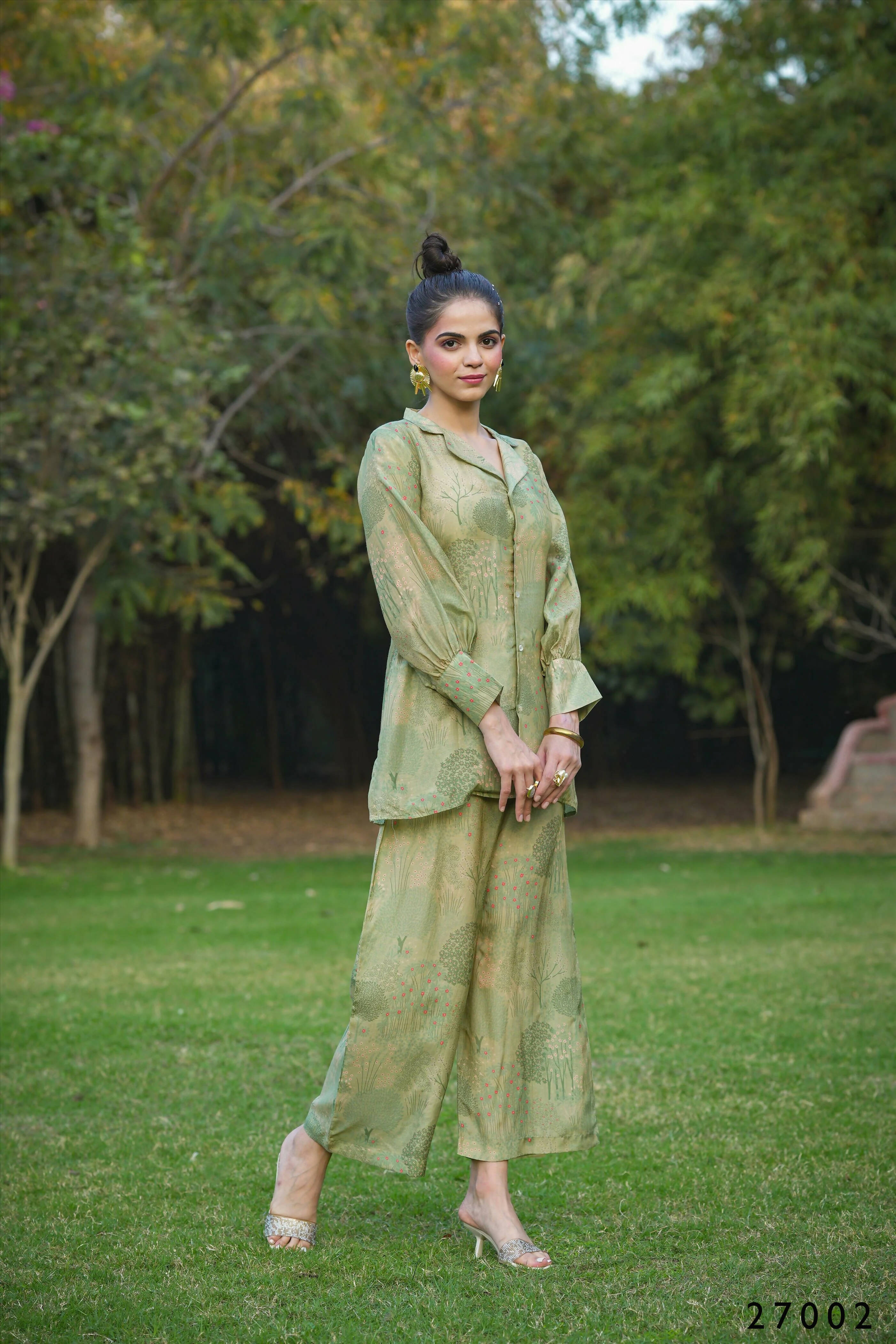 Women's Casual Mahendi Mull Cotton Co-ord Set - Anya Collection