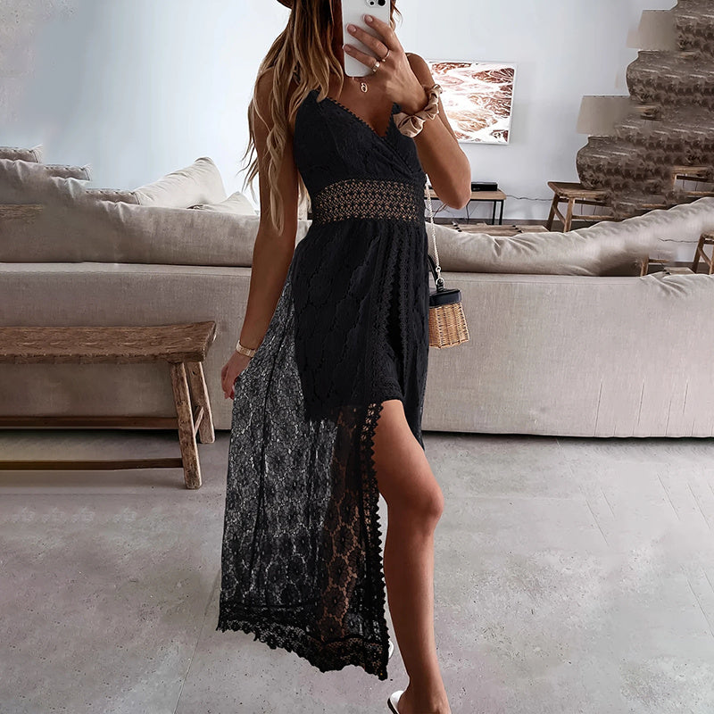 Women's Elegant Lace Jumpsuit Sleeveless V-Neck Summer Romper