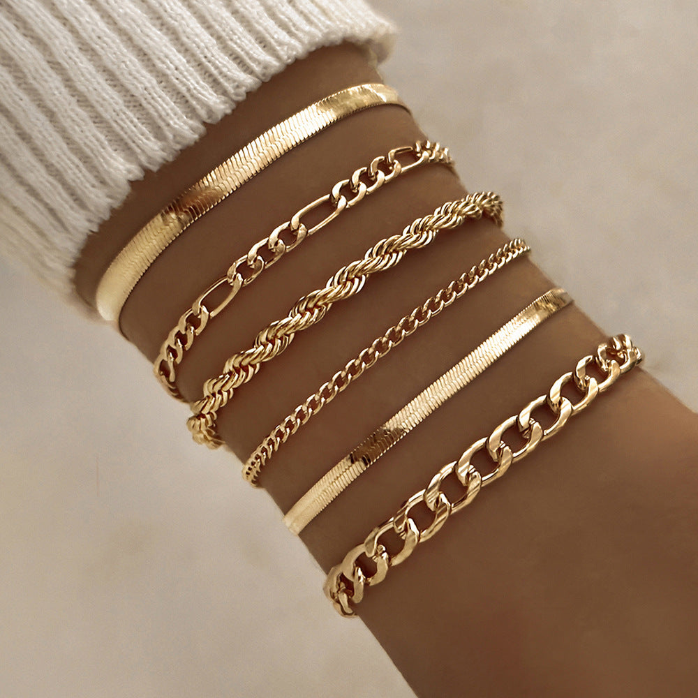 Bracelet Fashion 6-piece Chain Set Metal Chain