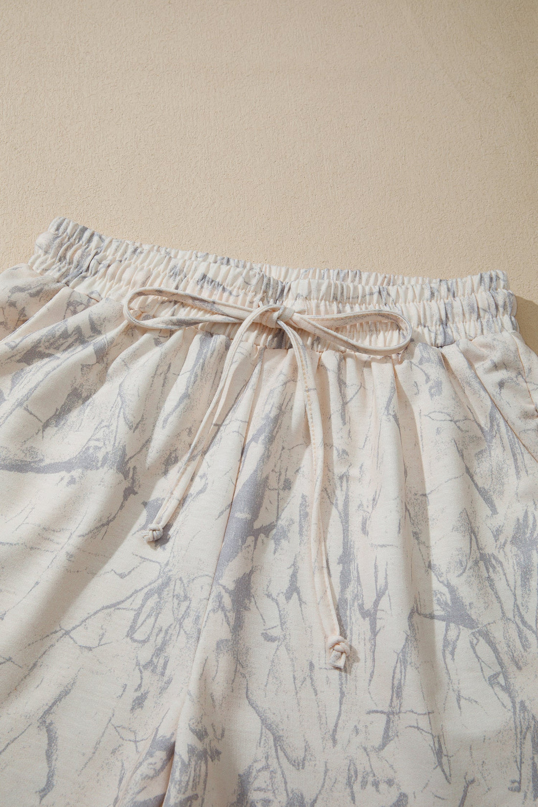 Camo V-Neck Loose Tee and Drawstring Shorts Loungewear Set