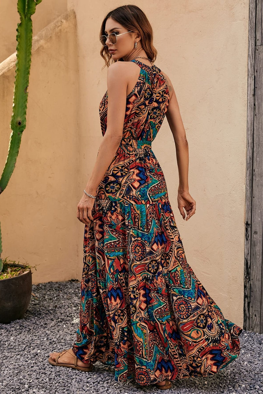 Floral Sleeveless Bohemian Maxi Dress for Summer Vacation