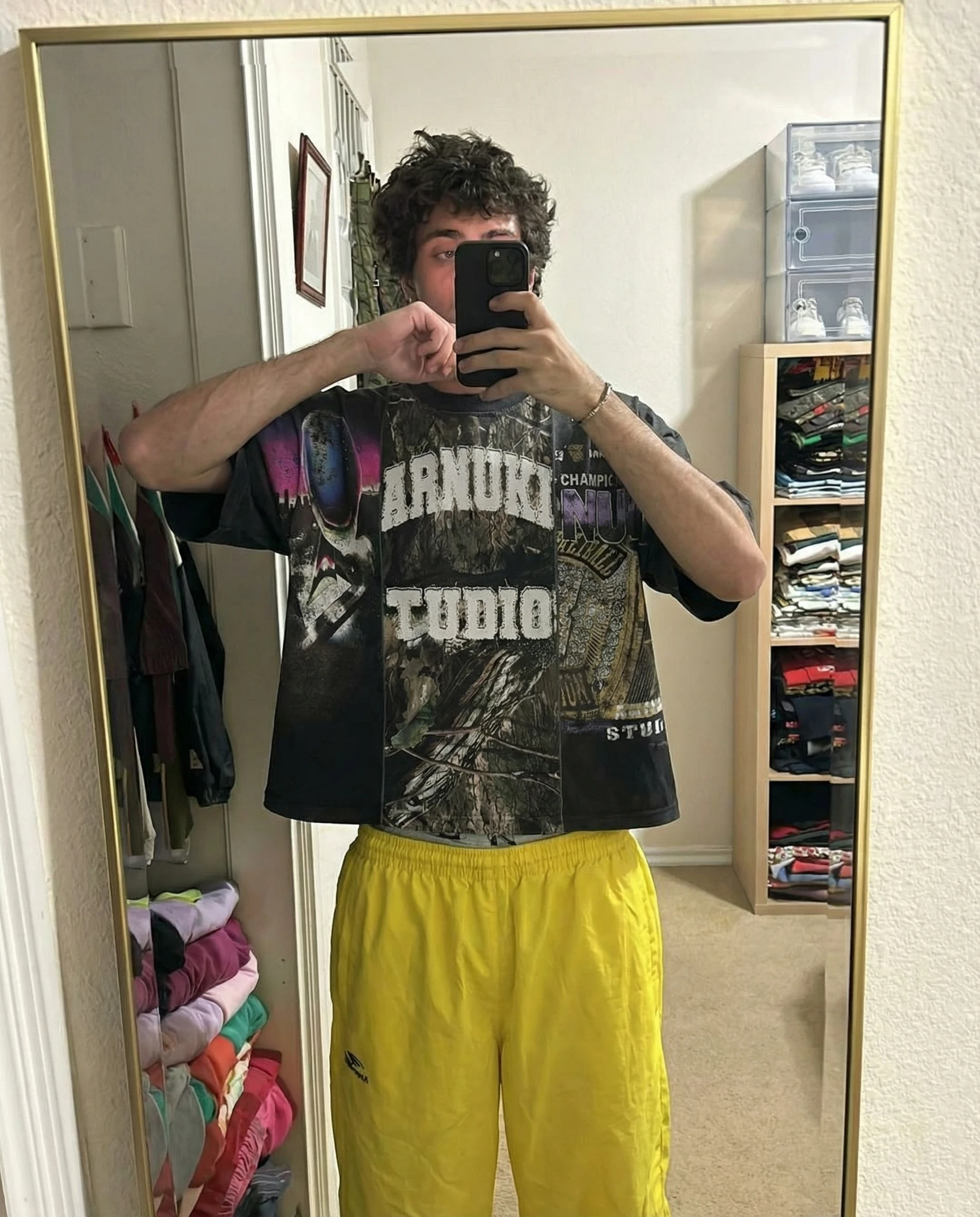 Heavyweight Camo Panel Cropped Boxy Tee Streetwear Graphic Top - Image 3