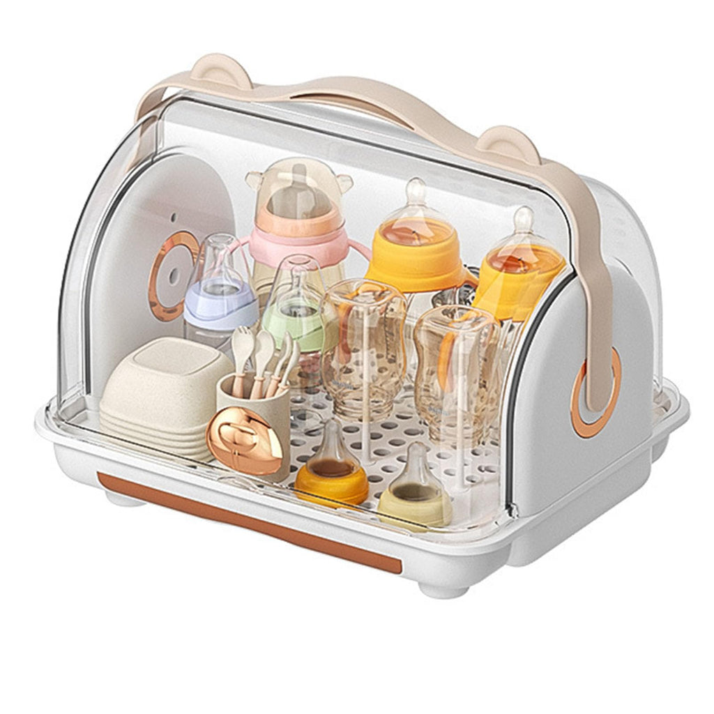 WOHPNLE Baby Bottle Drying Rack Storage Bottle Storage Box Organizer with Cover Nursing Cutlery Box Container Portable Kitchen Cabinet Organizer