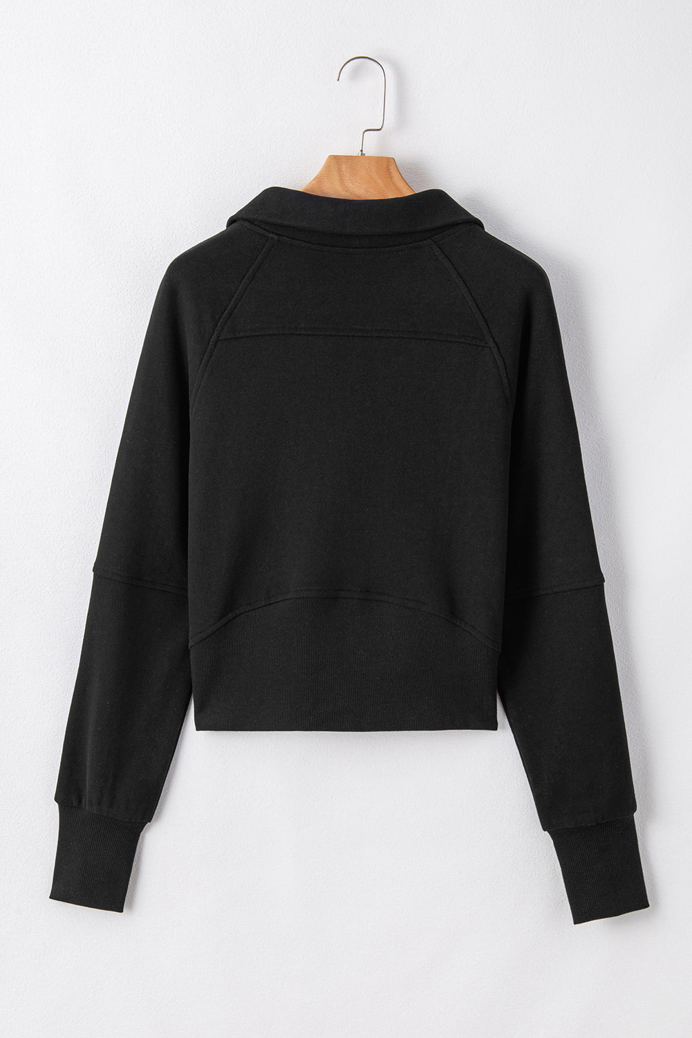 Solid Fleece-Lined Half-Zip Up Collar Sweatshirt