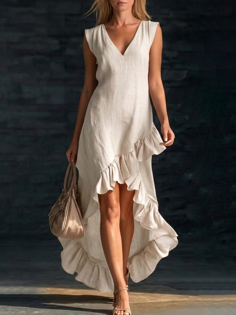 Women’s Sleeveless High-Low Cotton Dress for Casual Daily Wear - Image 3