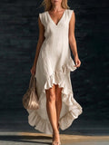 Women’s Sleeveless High-Low Cotton Dress for Casual Daily Wear - Image 3