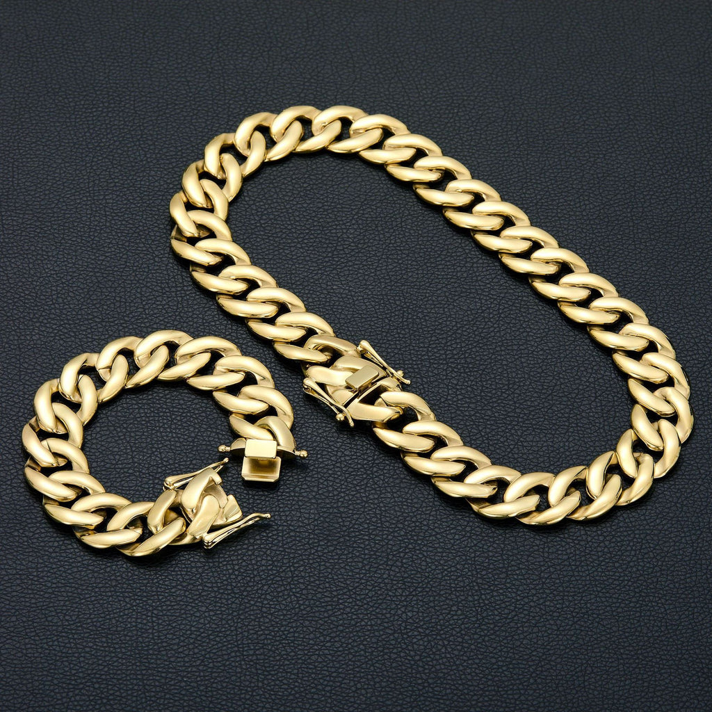 Men's Stainless Steel Gold-Plated Toggle Clasp Necklace