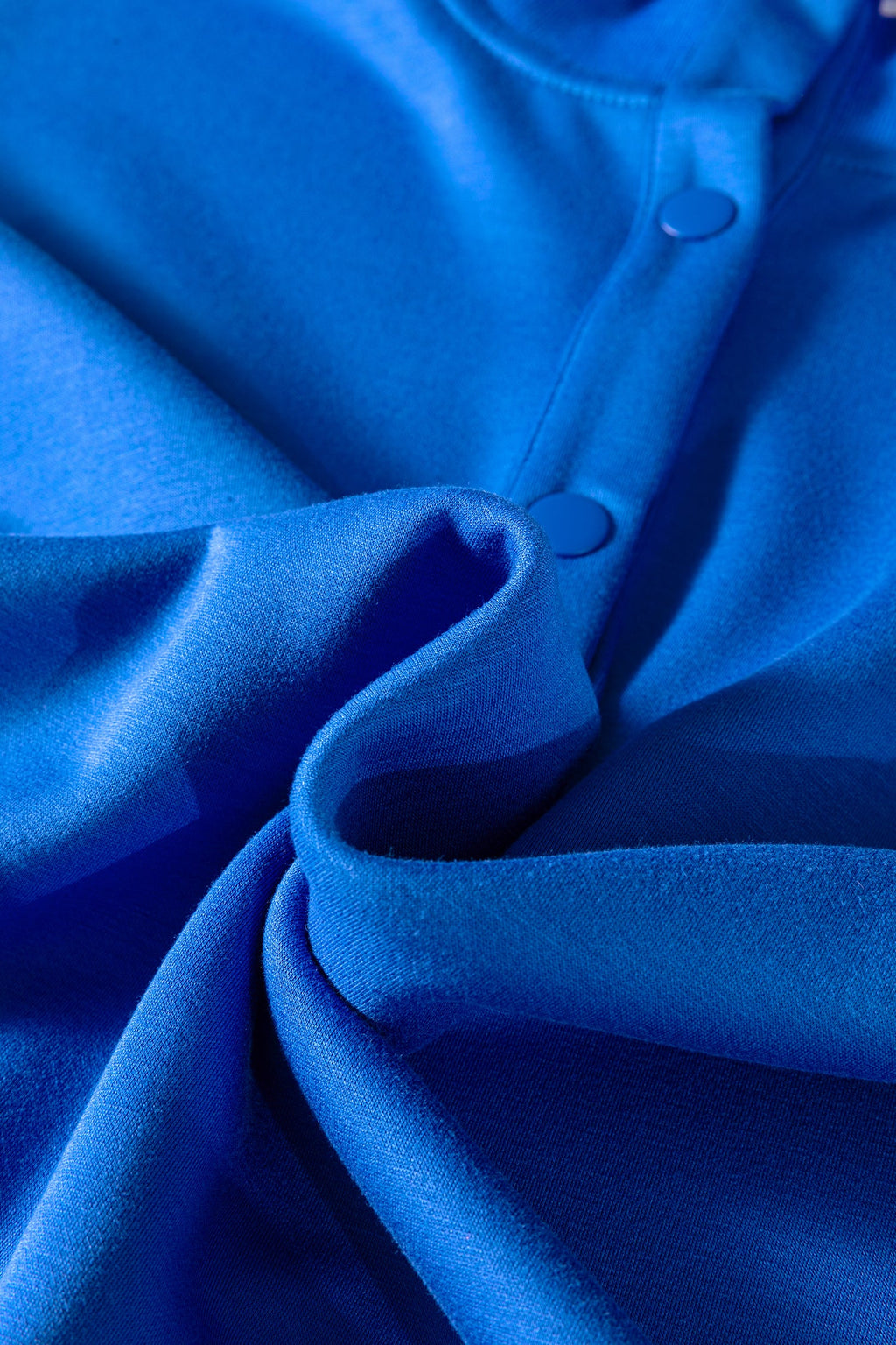 Contrast Frilled Trim Button Collar Short Sleeve Top