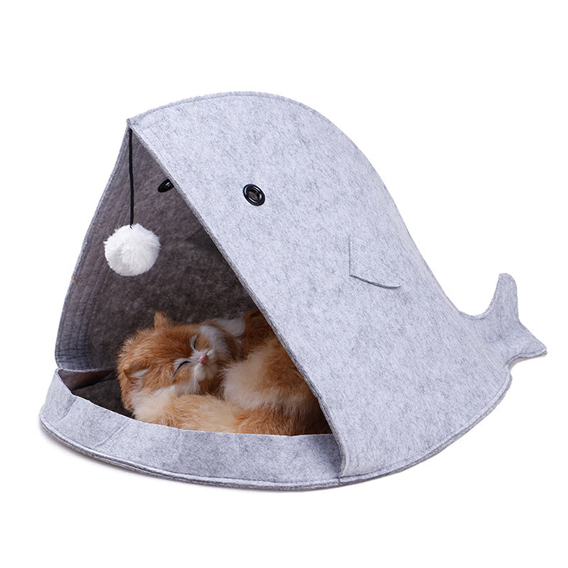 Washable Non-Woven Cat Bed, Shark Dog Bed, Foldable Pet Cave
