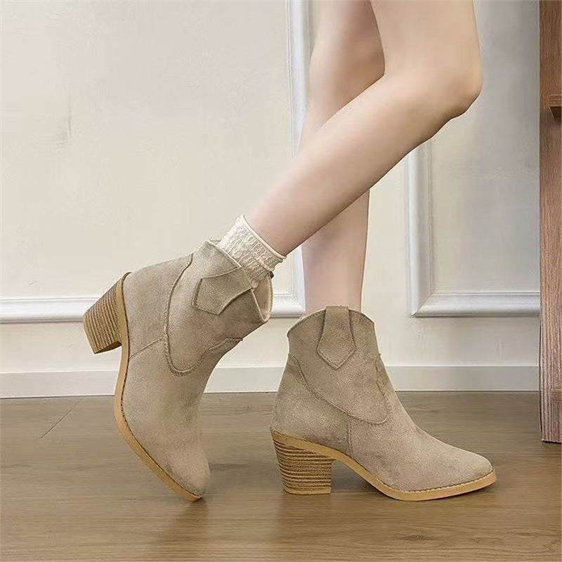 Women's Retro Sock Cuff Booties Comfortable Ankle Boots - Image 6
