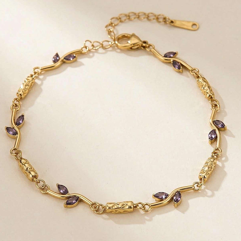 Stainless Steel Inlaid Zircon Flower Series Bracelet