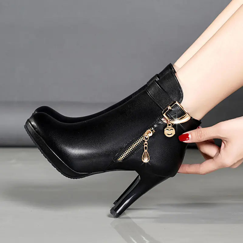 Women's Winter Ankle Boots with Chunky Heel