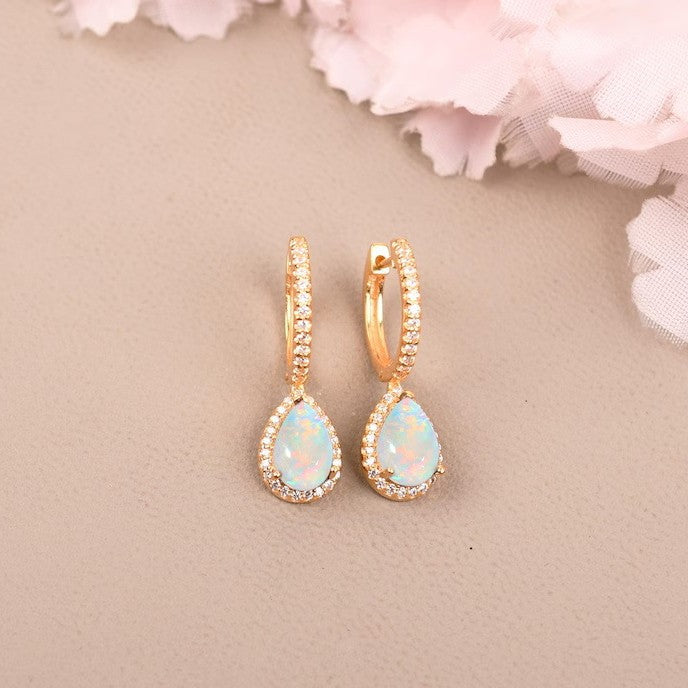 Geometric Waterdrop Opal Earrings