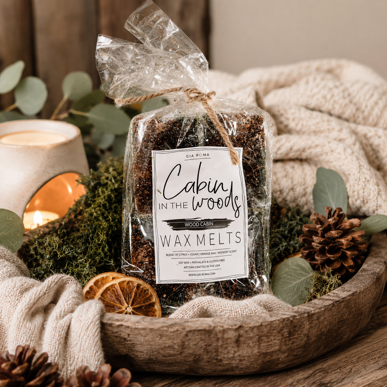 Wood Cabin Scented Soy Wax Melts Handcrafted Artisan Fragrance
