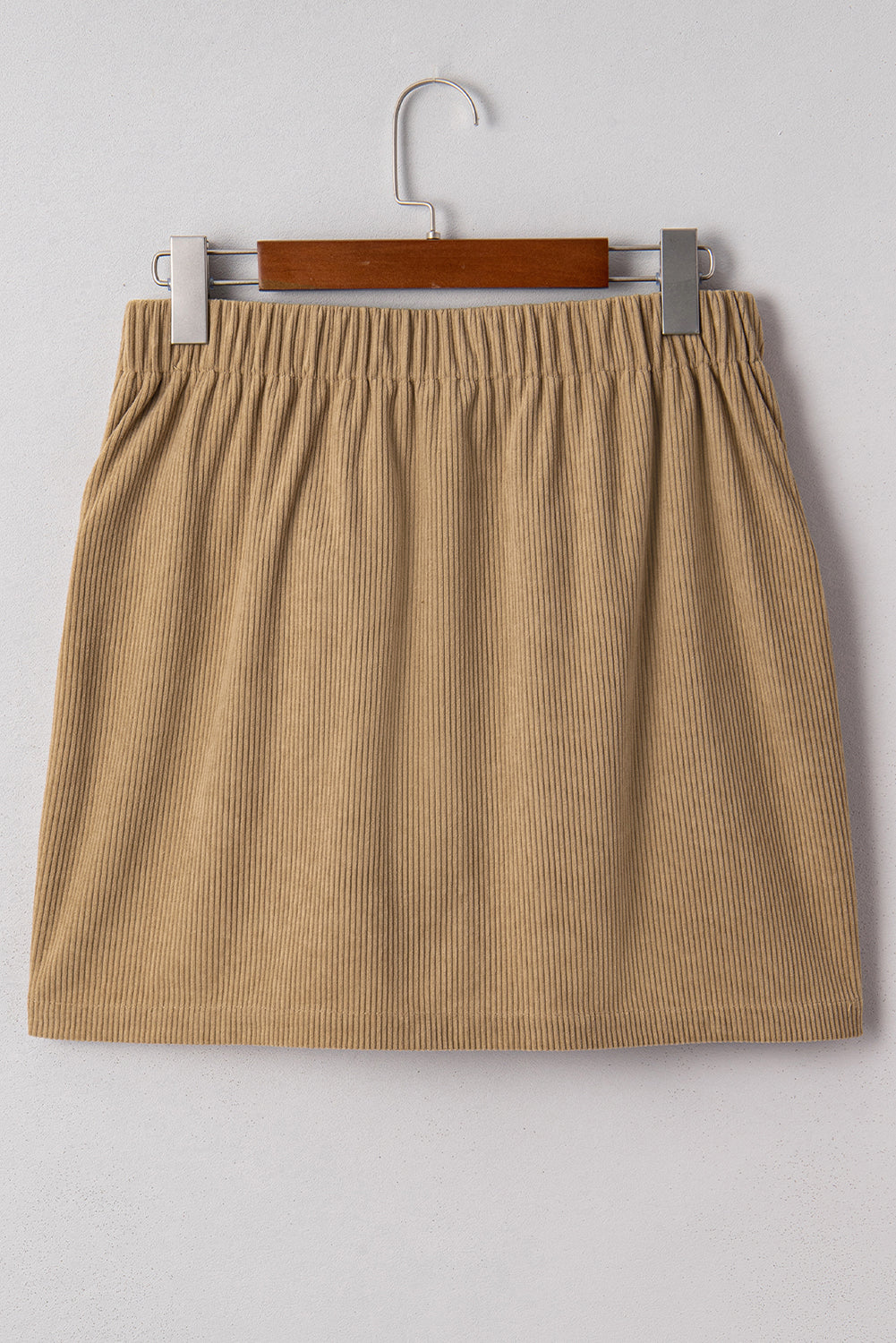 Xiomara Corduroy Mini Skirt with Button Front in Tan - Image 2