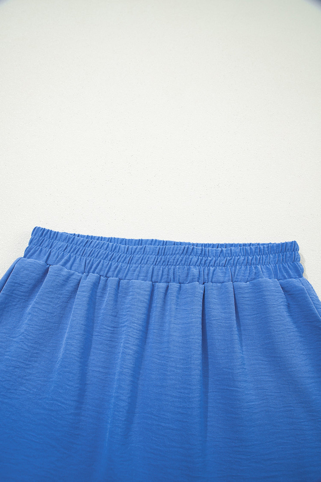 Blue Solid Crinkle Textured Elastic Waist Skort for Women