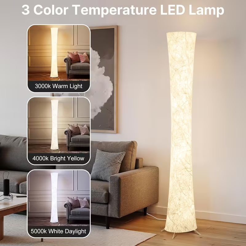 61in Soft Light LED Floor Lamp with White Fabric Shade