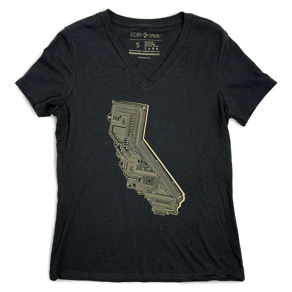 Women's Heather Black V-Neck Graphic Tee