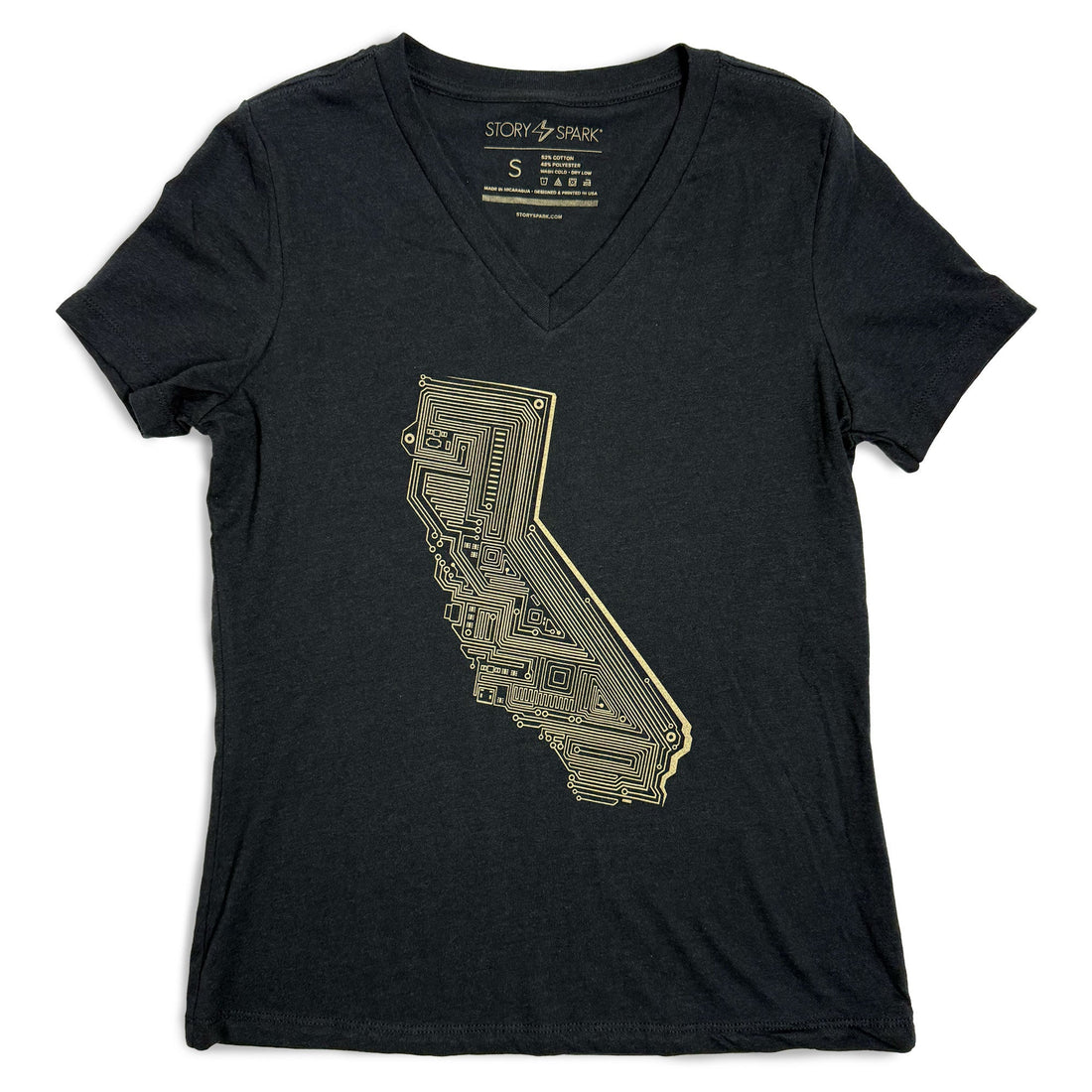 Women's Heather Black V-Neck Graphic Tee