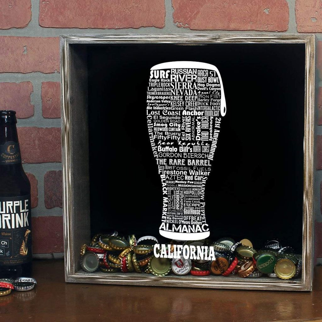 California Beer Typography Shadow Box