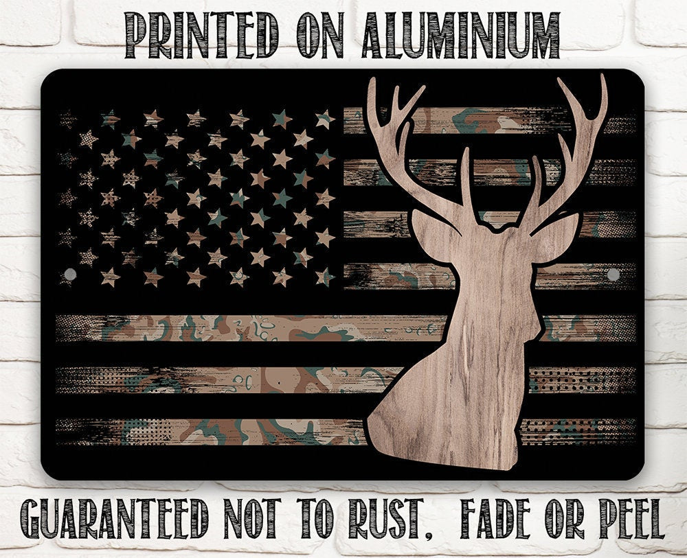 Camo Flag Hunting - Metal Sign