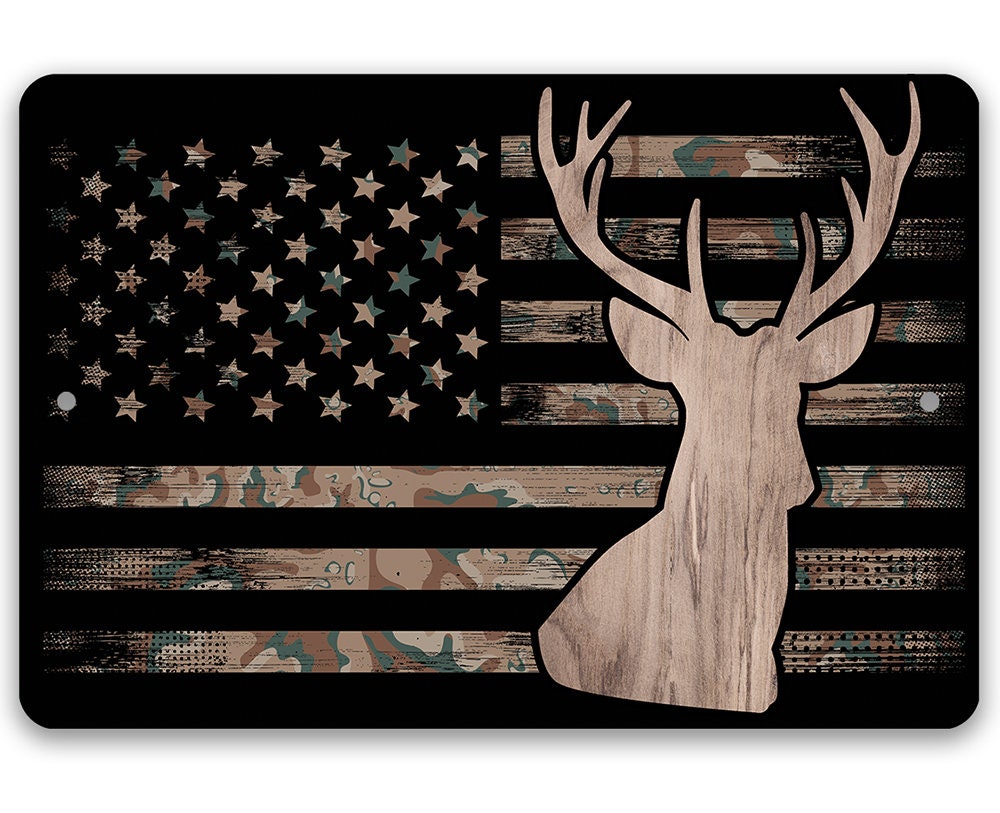 Camo Flag Hunting - Metal Sign