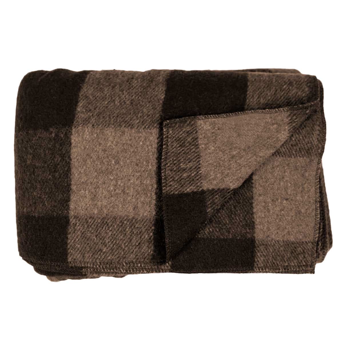 Classic Buffalo Plaid Wool Camp Blanket for Outdoor and Home