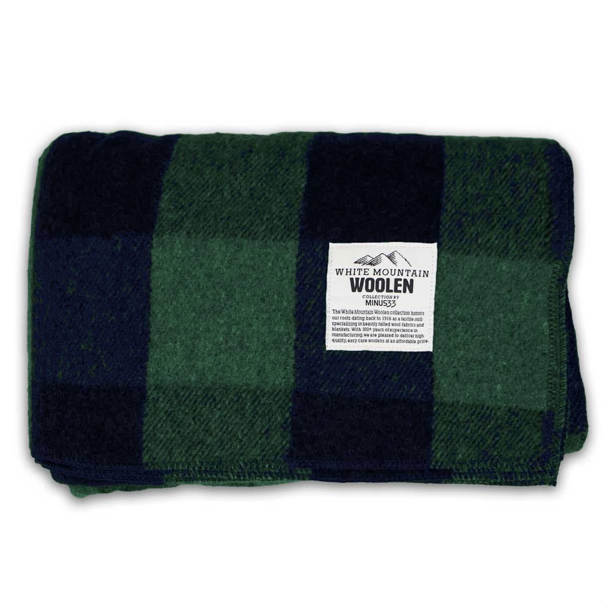 Classic Buffalo Plaid Wool Camp Blanket for Outdoor and Home