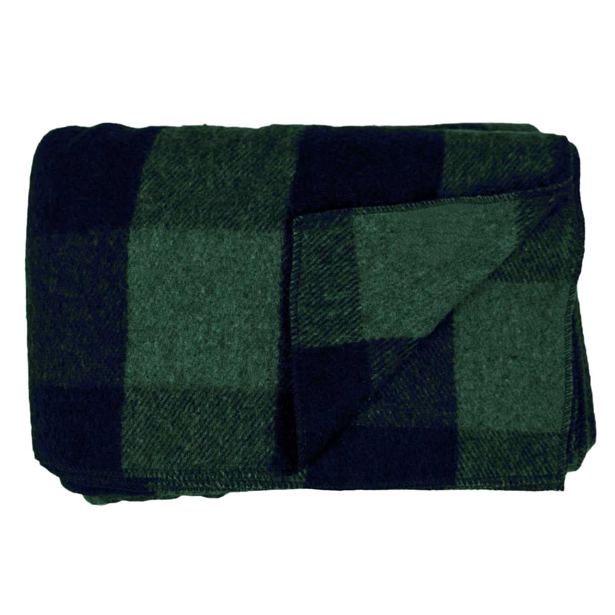 Classic Buffalo Plaid Wool Camp Blanket for Outdoor and Home