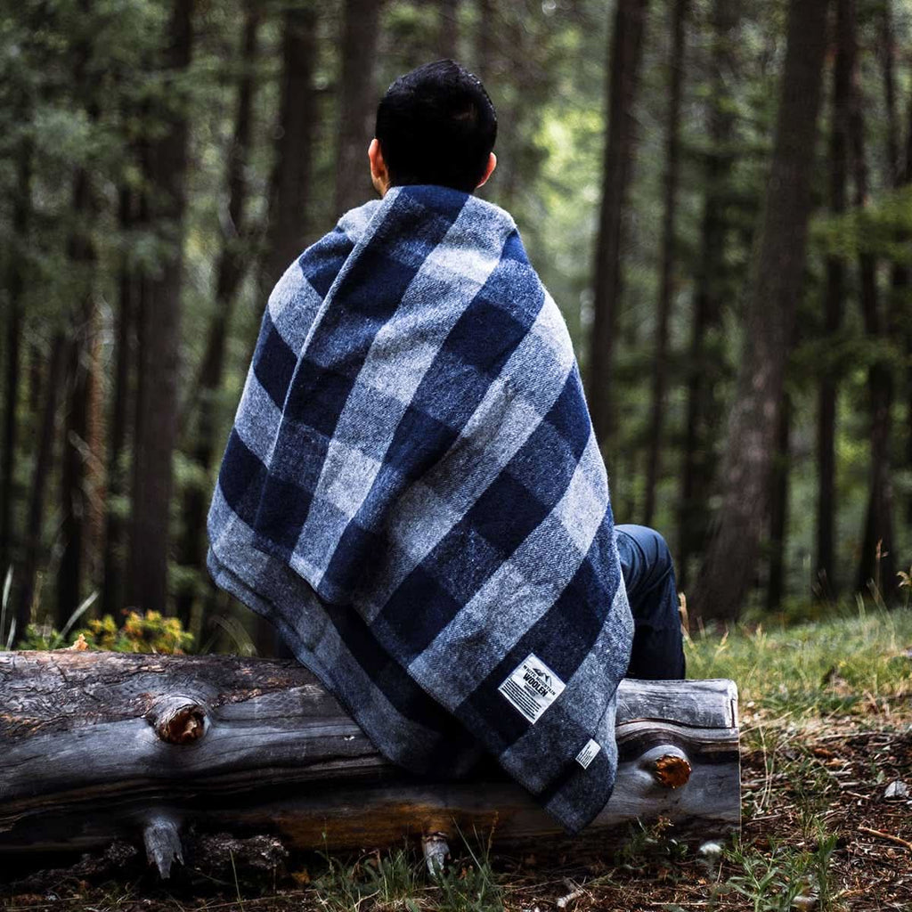 Classic Buffalo Plaid Wool Camp Blanket for Outdoor and Home