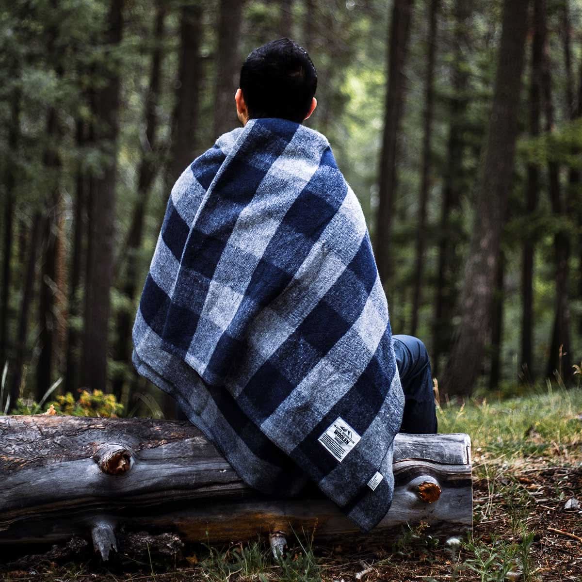 Classic Buffalo Plaid Wool Camp Blanket for Outdoor and Home