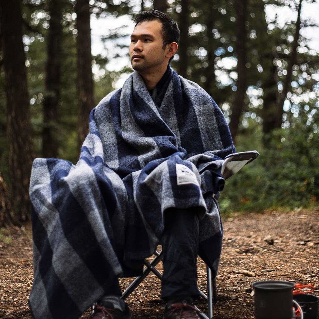 Classic Buffalo Plaid Wool Camp Blanket for Outdoor and Home