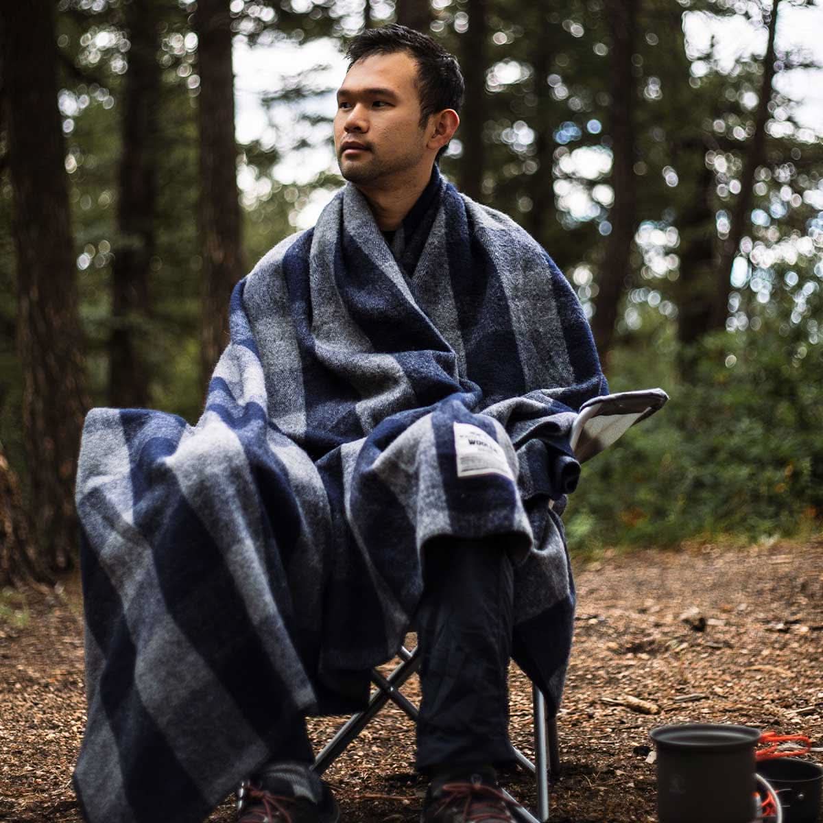 Classic Buffalo Plaid Wool Camp Blanket for Outdoor and Home