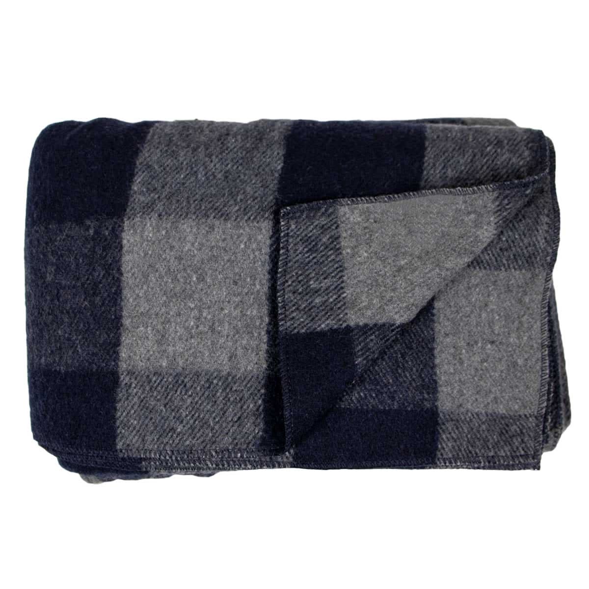 Classic Buffalo Plaid Wool Camp Blanket for Outdoor and Home