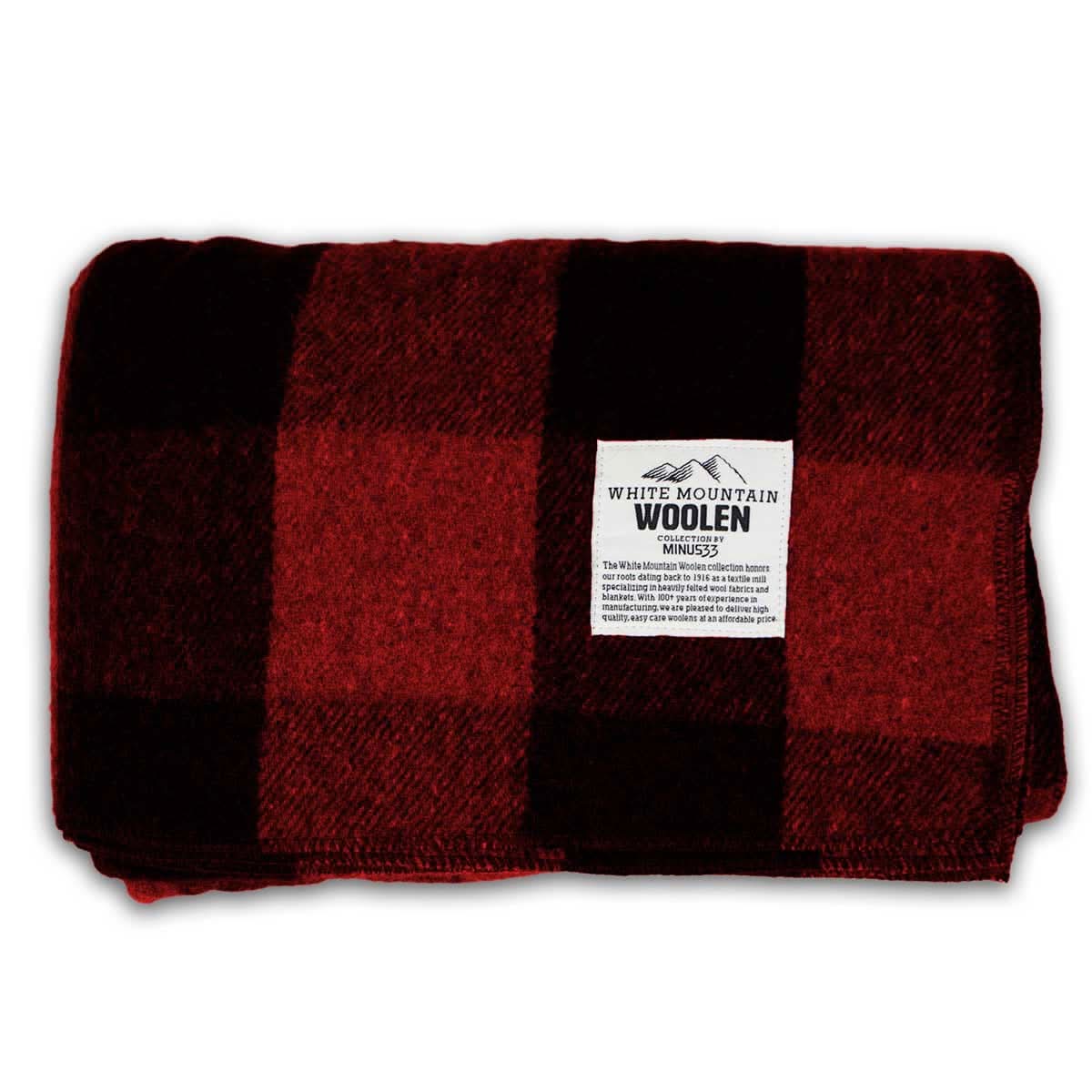 Classic Buffalo Plaid Wool Camp Blanket for Outdoor and Home