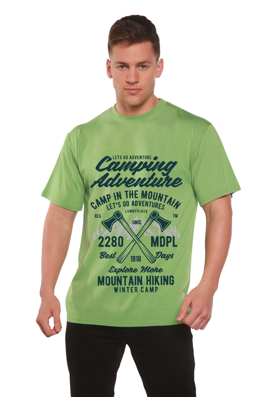 Camping Adventure Men's Bamboo Viscose/Organic Cotton Short Sleeve Graphic T-Shirt