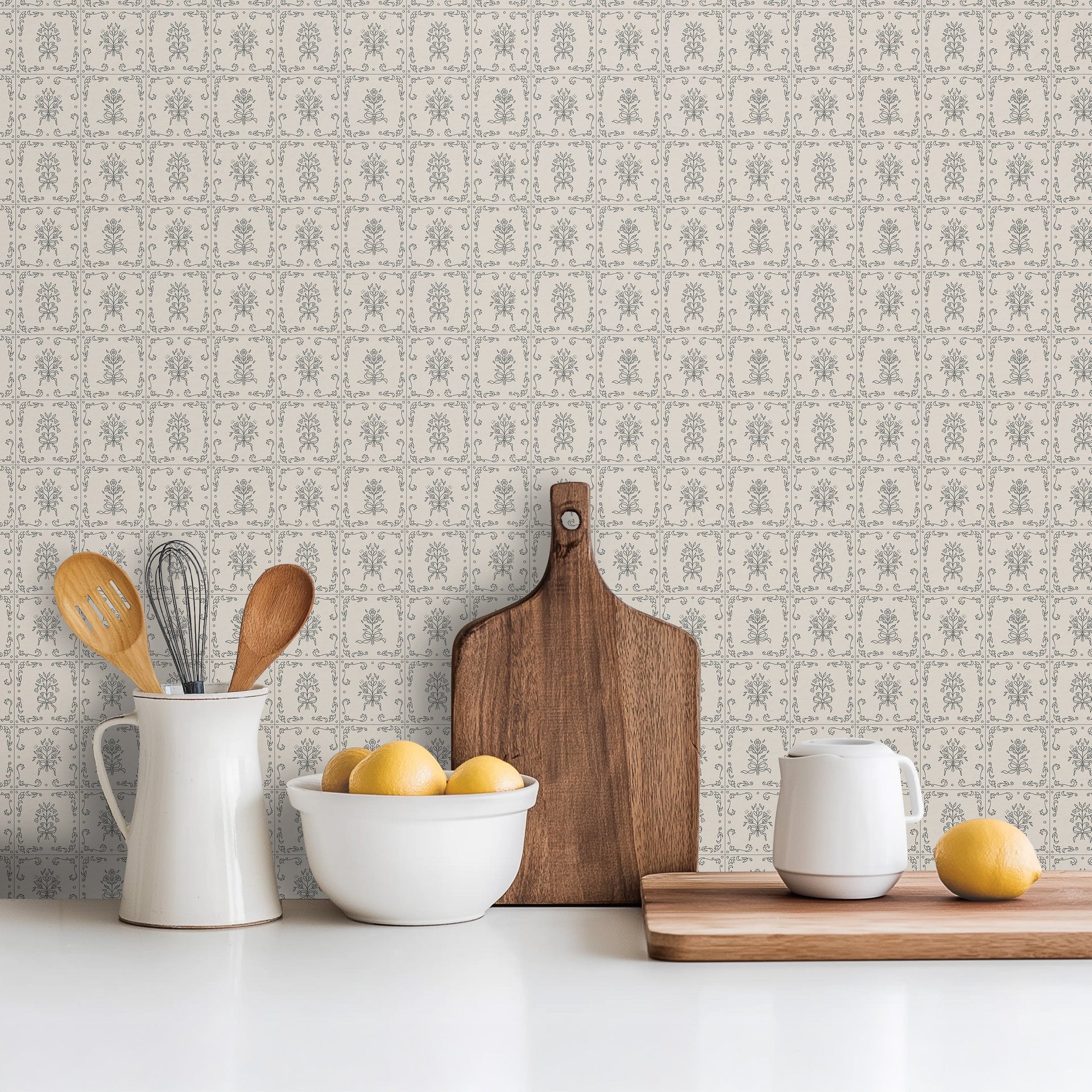 Wrenna Floral Removable Wallpaper in Off-White and Dusty-Rose