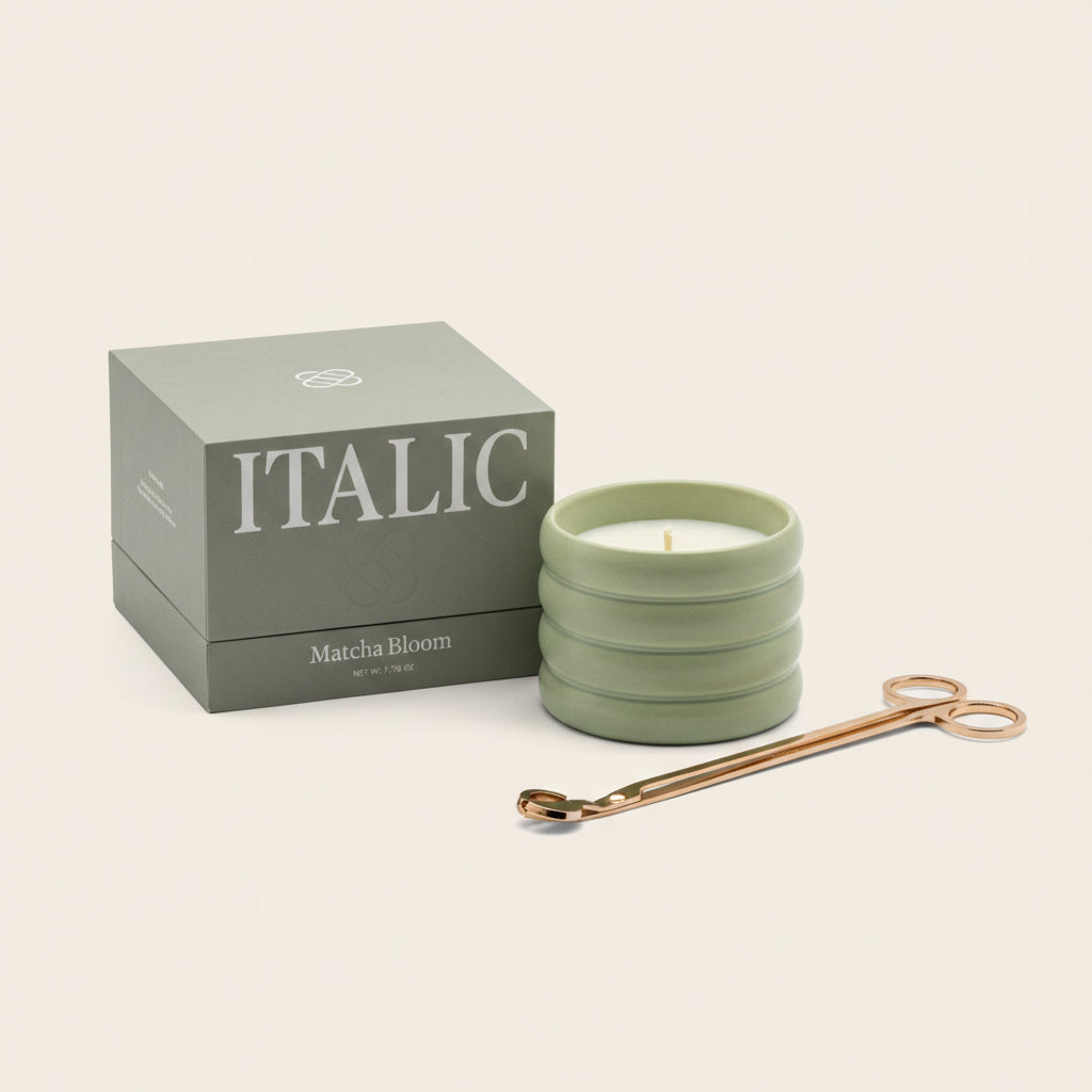Ceramic Candle and Gold Wick Trimmer Set for Home Fragrance - Image 4