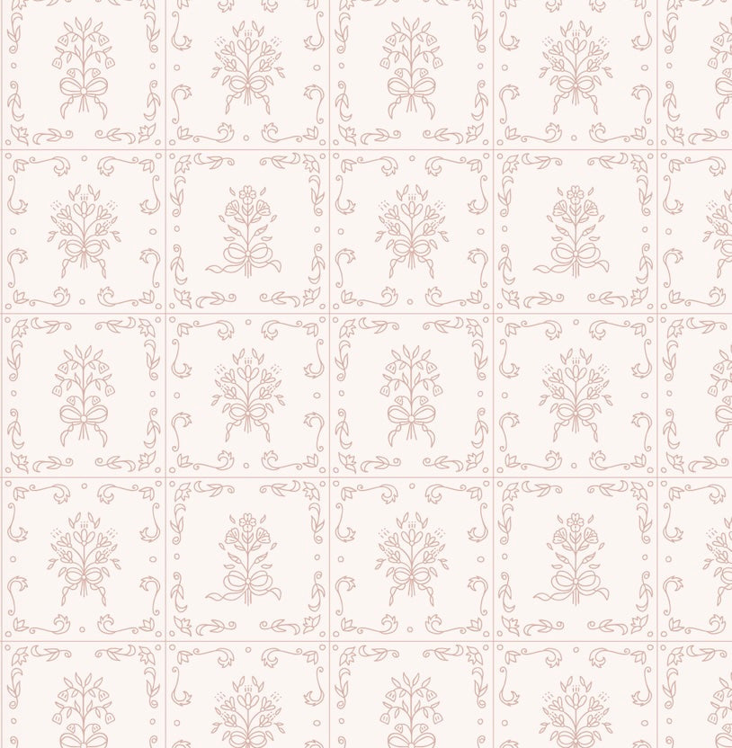 Wrenna Floral Removable Wallpaper in Off-White and Dusty-Rose